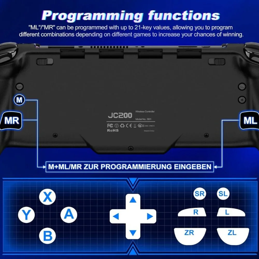 Gammeefy Switch Controller, Wireless Switch Controller for Nintendo Switch/OLED
